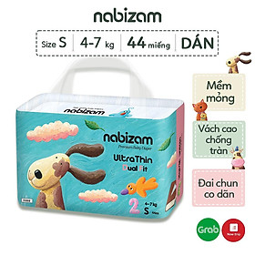 Tã Bỉm Dán Nabizam UltraThin Nội Địa Hàn Lõi Thấm Hút 3 Lớp Size S44 Cho