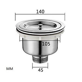 Bộ Lọc Bầu xả chậu rửa chén Inox 304 Phi 140