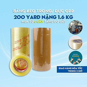 Hình ảnh Băng Keo Trong, Đục 200 Yard 1 Cây 6 Cuộn Nặng 1.6Kg Đóng hàng