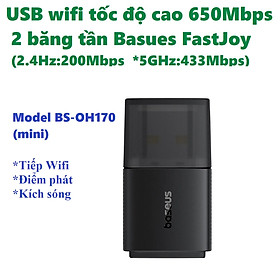 USB wifi tốc độ cao 650Mbps 2 băng tần Baseus FastJoy Series BSOH173 ăng ten ngoài BSOH170 mịni _ Hàng chính hãng - BS-OH170/ Mini