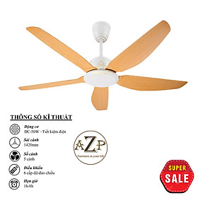 Mua Siêu Sales QUẠT TRẦN AZP- 5 CÁNH NHỰA  CÔNG XUẤT 50W  CÓ REMOTE- Hàng Nhập Khẩu