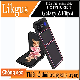 Ốp lưng chống sốc cho Samsung Galaxy Z Flip 4 hiệu Likgus Brow Luxury (chất liệu cao cấp, thiết kế thời trang họa tiết 3 sọc màu) - Hàng nhập khẩu