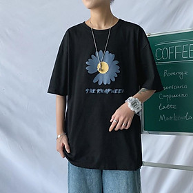 Áo Thun Tay Lỡ Unisex, Áo Phông Nam Nữ Form Rộng Hoa Cúc Đơn Giản Phong Cách Hàn Quốc 2022