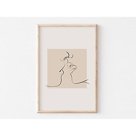 Tranh treo tường | Line art-Fine Line Couple Print, Romantic 47 , tranh canvas giá rẻ