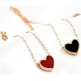 Dây Chuyền Nữ Trái Tim Có 2 Mặt (Mặt Trước Màu Đen Mặt Sau Màu Đỏ) Titan Không Đen TT 1151 - 1 Cái