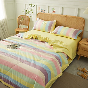 Bộ chăn chần ga giường cotton Tici kẻ LIDACO cao cấp (Nhiều mẫu lựa chọn)