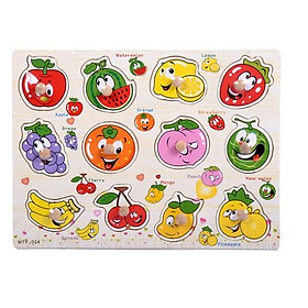 Bảng núm gỗ 23x30 cm lắp ghép hình giáo dục nhiều chủ đề cho bé
