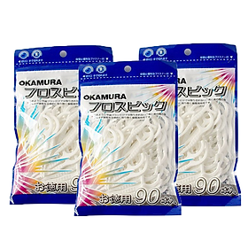 Tăm chỉ nha khoa Okamura 90 cây combo 3 gói
