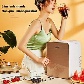 Tủ lạnh mini 22 lít SAST PD-22L đựng mỹ phẩm làm mát nước uống bảo quản hoa quả thực phẩm - Tủ lạnh mini 2 dây nguồn cho gia đình và ô tô