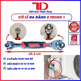 Cờ lê đa năng 8 đầu 8mm-21mm thép cao cấp, tay khẩu siết mở ốc, tay vặn ốc, Cờ lê 8in1 xoay 360 độ, Điện lạnh Thuận Dung