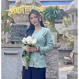 Đồ Lam Đi Chùa # Bà Ba Cao Cấp - Áo XahBơ+ 1QuầnTrắng,Size M-54kí Trở Lại