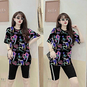 SÉT BỘ THỂ THAO FORM RỘNG PHỐI HỌA TIẾT TRÁI TIM