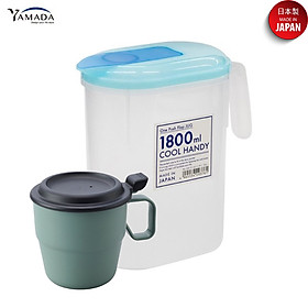 Combo bình nước nắp bật Yamada 1,8L + Cốc uống nước có nắp 360ml - nội địa Nhật Bản