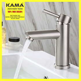 Vòi lavabo nóng lạnh inox 304 KAMA PT02 -  thân cao 20 cm, tặng kèm bộ dây cấp nước nóng lạnh 60 cm, vòi rửa mặt nóng lạnh phù hợp với mọi lavabo, Hàng mới 2020