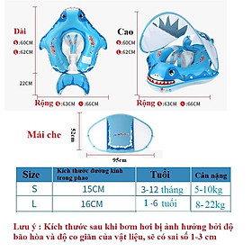 Mua Phao Bơi Cá Mập Cho Bé Chống Lật Có Mái Che Từ 0-6 Tuổi SwimBoBo Xanh Dương - Có Mái Che