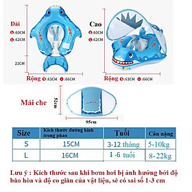 Phao Bơi Cá Mập Cho Bé Chống Lật Có Mái Che Từ 0-6 Tuổi SwimBoBo Xanh Dương - Có Mái Che