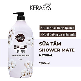 Sữa tắm cao cấp Hàn Quốc Showermate Natural Clean Cotton (Hương hoa Bông dịu mát) 1.2 kg