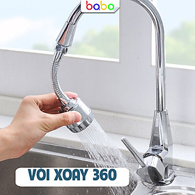 Vòi rửa bát xoay 360 độ inox cao cấp BABO vòi rửa bát tăng áp vòi nối dài tiện lợi (TA05)