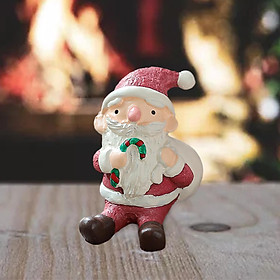 Christmas Figurine Miniature Statue Resin Craft Mini Xmas Tree Santa Claus Sculpture Ornament for Cake Topper Holiday Party Home Decoration