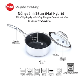 Hàng chính hãng: Nồi inox chống dính iMAT Hybrid các size 16|18|22|26cm. Dùng để nấu, kho, chiên
