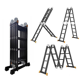 THANG NHÔM GẤP 4 ĐOẠN ĐA NĂNG - Sử dụng 4 tư thế chữ M,A,I,U - Sơn Tĩnh Điện - Tải Trọng 300kg