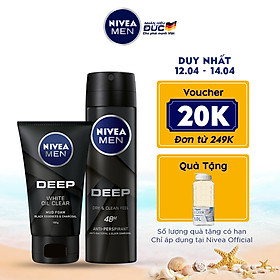 Combo NIVEA MEN Than Hoạt Tính Xịt Ngăn Mùi (150ml) - 80027 & Sữa Rửa Mặt(100G) - 84415