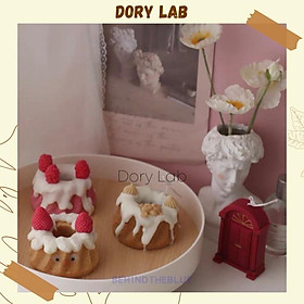 Nến Thơm Bánh Vòng Donut Dâu Tây Phủ Kem Không Khói, Phụ Kiện Decor, Quà Tặng - Dory Lab