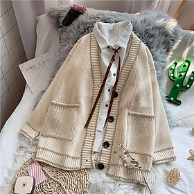 Hình ảnh Áo khoác len cardigan rộng chất dày dặn áo len viền kim tuyến xu hướng thời trang