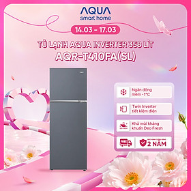 Freeship toàn quốc - Tủ lạnh ngăn đông trên Aqua 358L AQR-T410FA(SL) - Bảo hành 2 năm - Hàng chính hãng