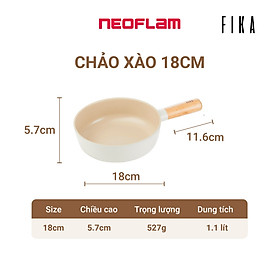 [Hàng chính hãng] Chảo xào cao cấp chống dính bếp từ cỡ nhỏ Neoflam Fika Baby 18cm, Made in Korea. Hàng có sẵn, giao ngay