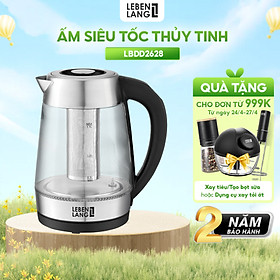 Ấm siêu tốc LEBENLANG LBDD2628 bằng thủy tinh, dung tích 1.7 lít, điều khiển nhiệt độ tùy ý, lõi lọc trà có thể tháo rời - hàng chính hãng