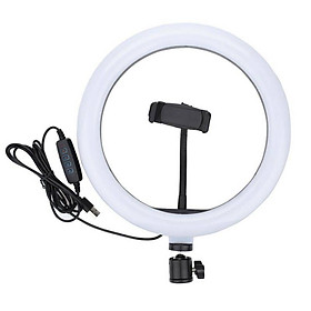 Đèn led livestream 26cm (Φ26) 3 chế độ đèn tích hợp giá đỡ điện thoại