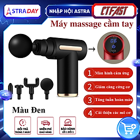 Máy massage mini cầm tay CTFAST-720: Mát xa 6 cấp độ, hỗ trợ maassage chuyên sâu, giảm đau cơ, cứng khớp hiệu quả nhanh chóng, đi kèm 4 đầu chuyên dụng - Quà tặng cho sức khỏe - Màu đen