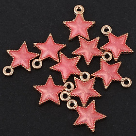 2-7pack Pack of 10 DIY Multicolor Star Pendants Beads for Making Earrings  Pink