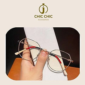 Mắt kính nam nữ thời trang thay tròng được màu vàng đen | Mắt Kính Chic Chic D11