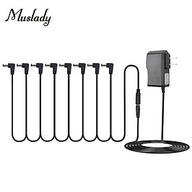 Muslady Guitar Effect Pedal Power Supply Adapter with 8 Ways Daisy Chain Cable Power Line Right Angle