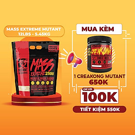 Sữa Tăng Cân Mutant Mass XXXTreme 2500 12Lbs - Túi 5.45Kg - vị JACKED BERRY BLAST FLAVOR