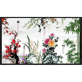 Mua tranh tứ quý 3D dán kính 2 mặt 75x120cm