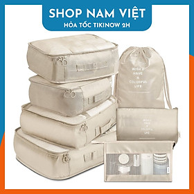 Bộ 7 Túi Đựng Đồ Du Lịch Phân Loại Ngăn Nắp Dành Cho Vali - Kem 2022