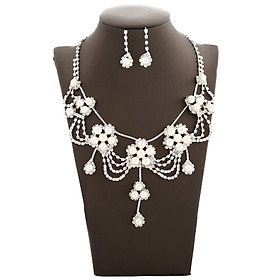 Bộ trang sức cô dâu hoa ngọc trai đính đá