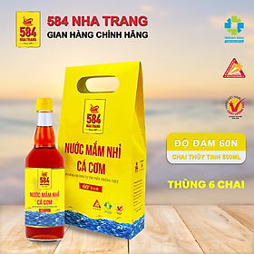 Thùng 6 Chai Nước mắm Nhỉ Cá cơm 584 Nha Trang - 60 độ đạm - Chai thủy tinh 510ml