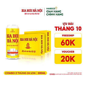 Combo 2 Thùng Bia Hơi Hà Nội - Thùng 24 lon 500ml