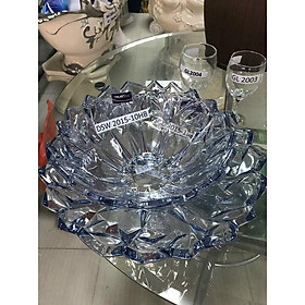 Mua Bộ bát đĩa thủy tinh màu xanh đựng trái cây  bánh kẹo để bàn phòng khách đẹp