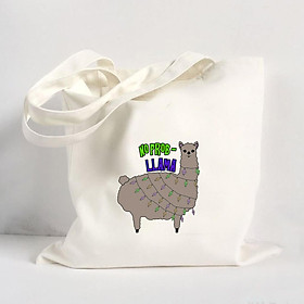 Túi Vải Đeo Vai Tote Bag In Hình No Problem Llama Mẫu 04