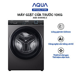 Máy giặt cửa trước Aqua Inverter 10 KG AQD-A1000G.S - Hàng chính hãng bảo hành động cơ 10 năm - Miễn phí giao hàng toàn quốc - Hỗ trợ lắp đặt