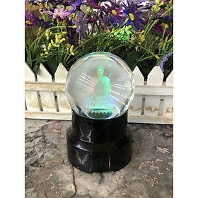 Mua Quả cầu Pha Lê phong thủy chạm âm 6D khắc hình Phật Thích Ca - Đường kính 8cm và 10cm