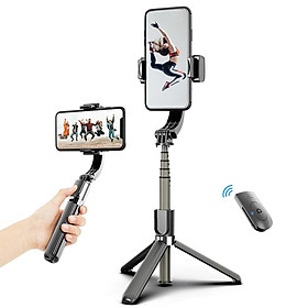 3 in 1 Phone Gimbal Stabilizer Selfie Stick Tripod 86cm 5-Section with Remote Shutter Phone Clamp Smart Rotatable