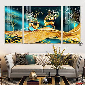 Mua Tranh Bộ 3 Đồng Hồ Trang Trí Phòng Khách - Đồng Hồ Tráng Gương Động Vật Trong Thiên Nhiên Nghệ Thuật