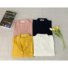 Áo sơ mi cổ v cộc tay - Áo kiểu công sở nữ 4 màu