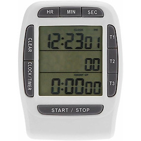 Đồng hồ bấm giờ báo thức kỹ thuật số với 3 kênh di động Đa thời gian nhà bếp LCD Đếm ngược điện tử với bộ đếm thời gian với chức năng bộ nhớ